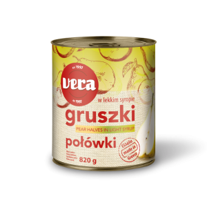 VERA gruszki połówki w lekkim syropie 820g