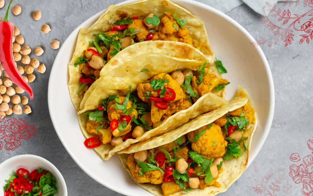 Roasted cauliflower and chickpea salad with tahini dressing