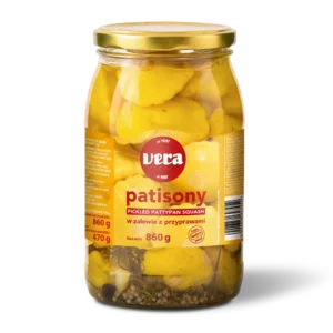 Patisons in marinade with spices, 860/470g jar, VERA