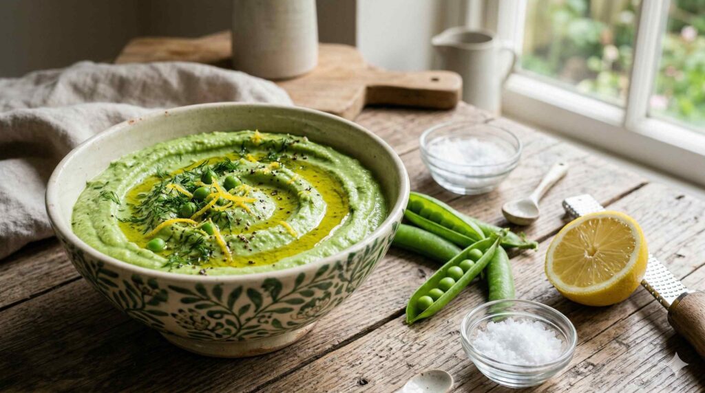 Pasta z groszku i ricotty