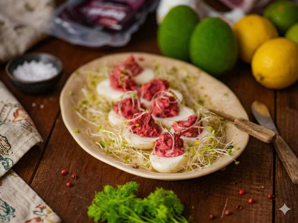 Jajka faszerowane burakiem