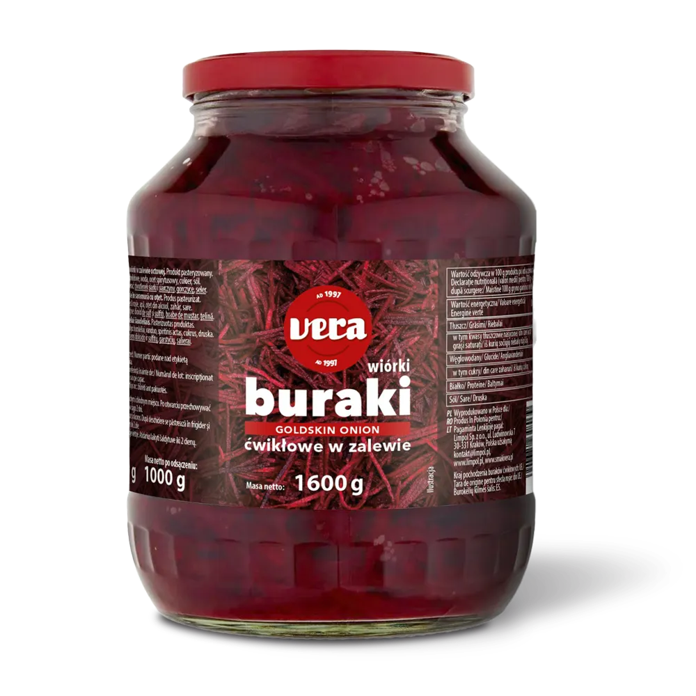 Buraki ćwikłowe wiórki w zalewie 1600g VERA
